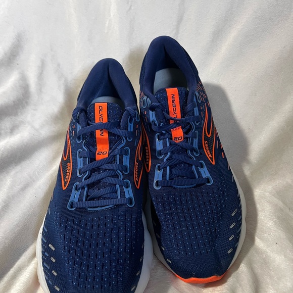 Brooks Sneakers in Navy and Neon Orange - Picture 3 of 5